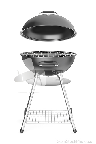 Image of Black kettle barbecue with lid