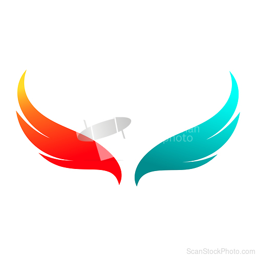 Image of Pair of red and aqua colour wings