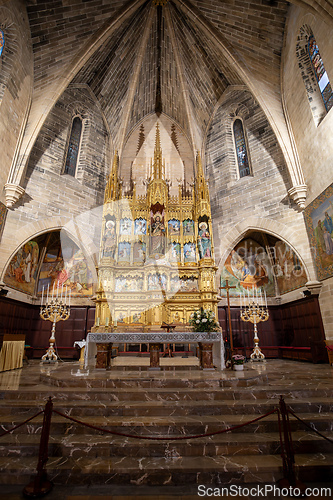 Image of Sant Jaume cathedral in Alcudia, Roman Catholic church, Alcudia. Balearic Islands Spain.