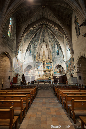 Image of Sant Jaume cathedral in Alcudia, Roman Catholic church, Alcudia. Balearic Islands Spain.