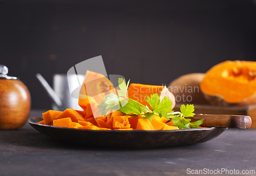 Image of Autumn pumpkin on dark background