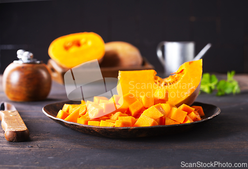 Image of Autumn pumpkin on dark background