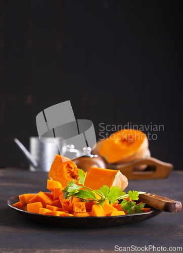 Image of Autumn pumpkin on dark background