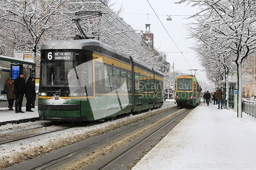 Image of Helsinki Trams on Tram Stop