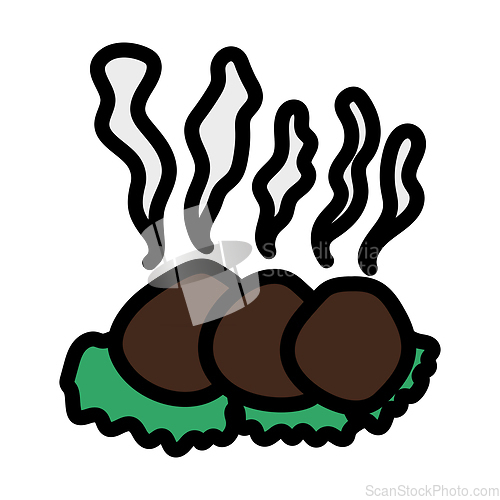 Image of Icon Of Smoking Cutlet On Plate