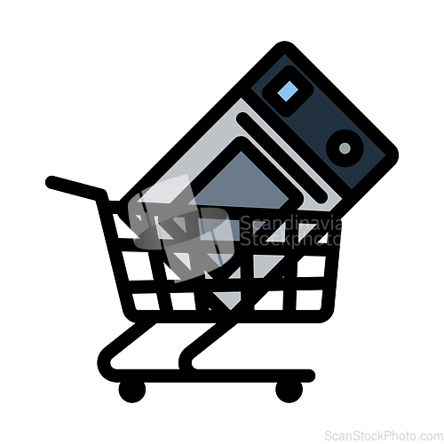 Image of Shopping Cart With Microwave Oven Icon