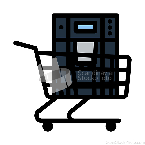 Image of Shopping Cart With Cofee Machine Icon