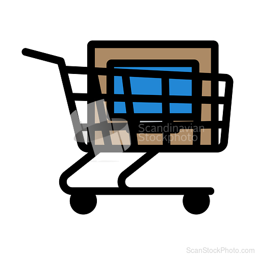 Image of Shopping Cart With PC Icon
