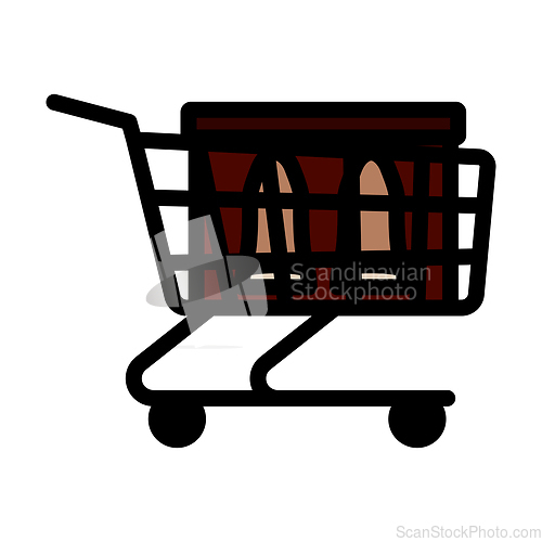 Image of Shopping Cart With Shoes In Box Icon