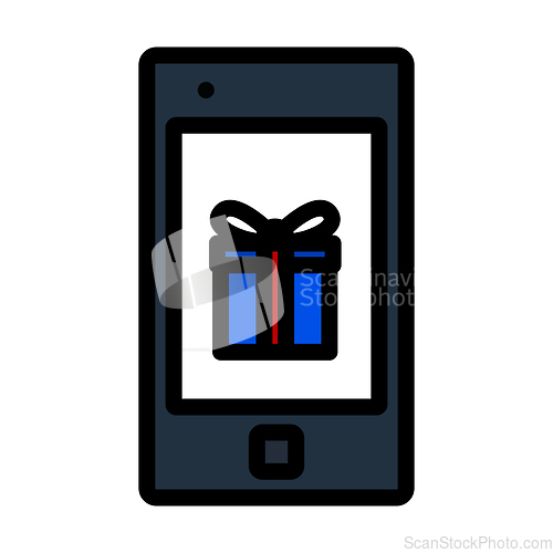 Image of Smartphone With Gift Box On Screen Icon