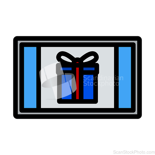 Image of Laptop With Gift Box On Screen Icon