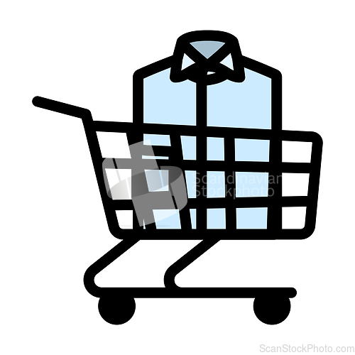 Image of Shopping Cart With Clothes (Shirt) Icon