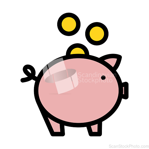 Image of Golden Coins Fall In Piggy Bank Icon