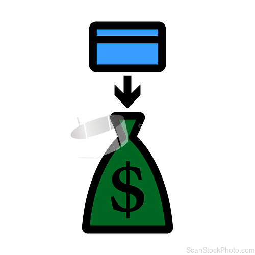 Image of Credit Card With Arrow To Money Bag Icon
