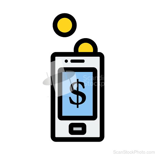 Image of Golden Coins Fall In Smartphone Icon