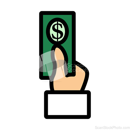 Image of Hand Hold Dollar Banknote Icon