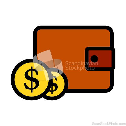 Image of Two Golden Coins In Front Of Purse Icon