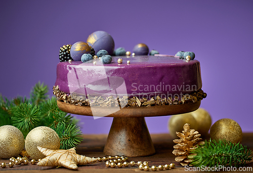 Image of beautiful violet Christmas cake