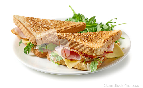 Image of plate of ham and cheese toast