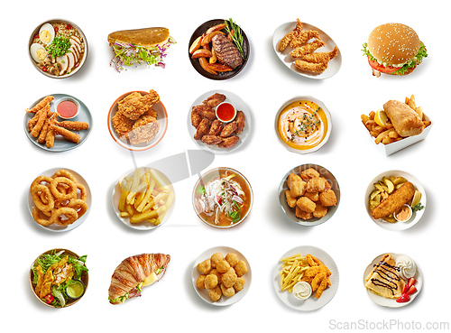 Image of Set of various fast food 