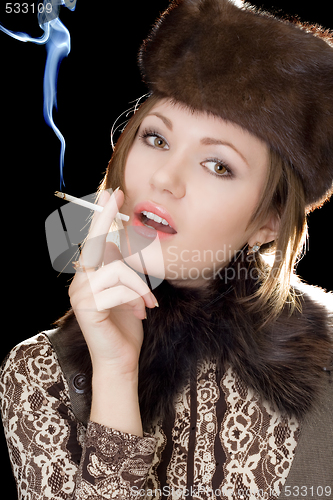 Image of Portrait of the young lady with a cigarette