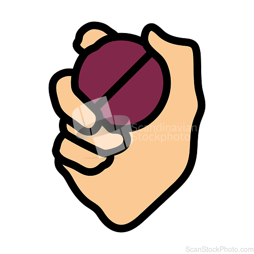 Image of Hand Holding Cricket Ball Icon