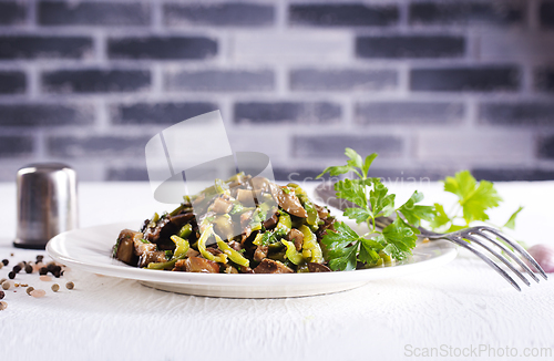 Image of Eggplants with green tomatoes, paprika, carrot, onion and garlic.