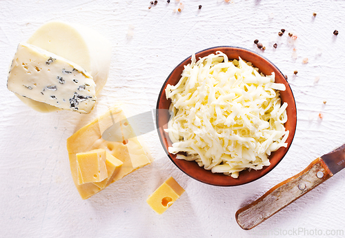 Image of Shredded mozzarella and red cheddar cheese in bowl