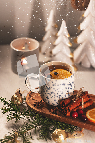 Image of Christmas tea with orange and spices