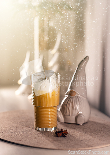 Image of Festive scene with pumpkin spice latte