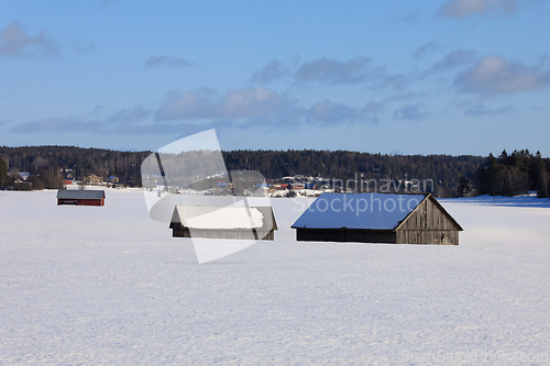 Image of Three Barns in Winter