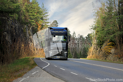 Image of Black Renault Trucks T Truck Transports Goods