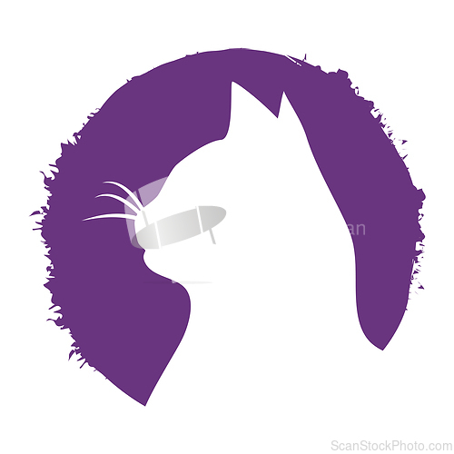 Image of Silhouette of a cat in profile