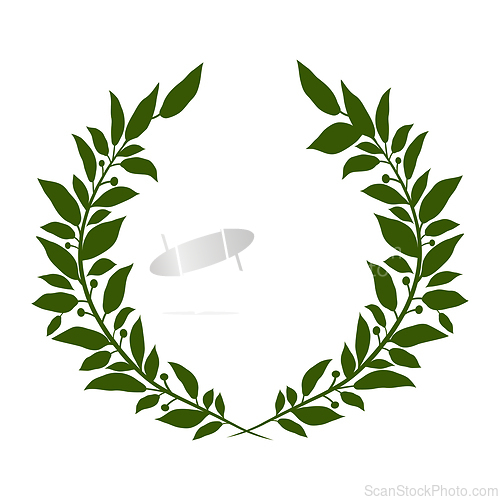 Image of wreath of green herbs on white