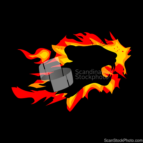 Image of Portrait of panther among the fire