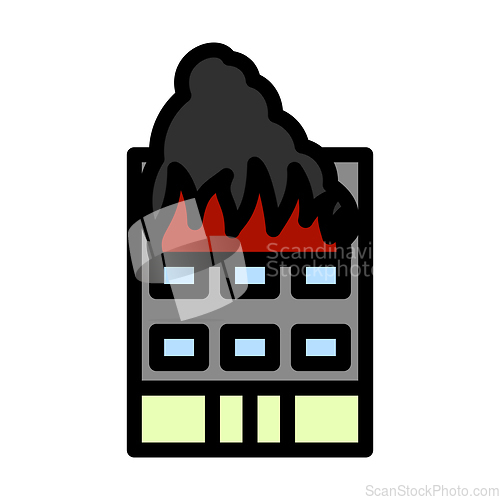 Image of Hotel Building In Fire Icon