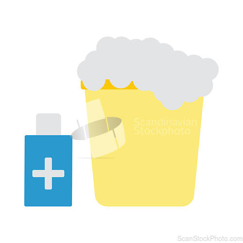 Image of Sanitizer Bottles With Bucket Icon