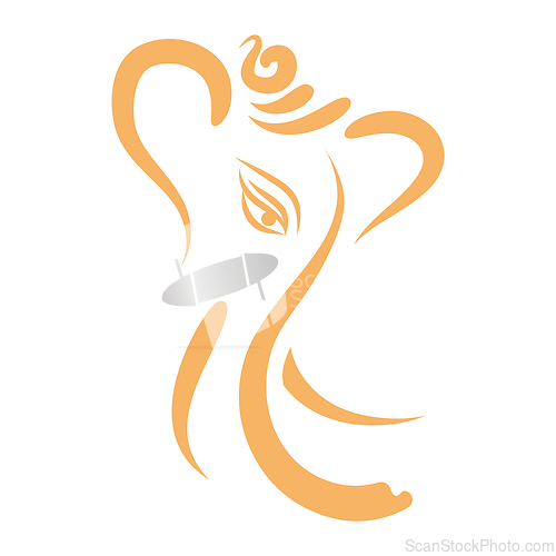Image of Portrait of stylized elephant head over white