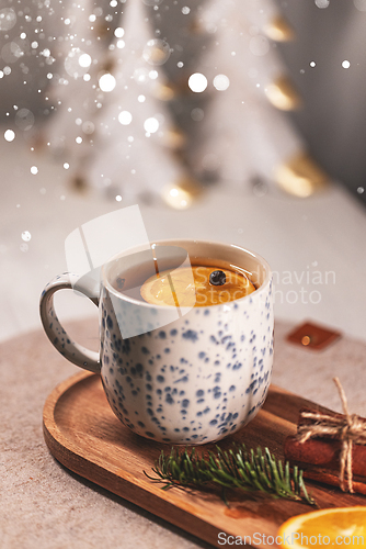 Image of Christmas tea with orange and spices