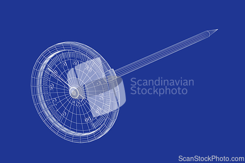 Image of 3D model of analog kitchen thermometer
