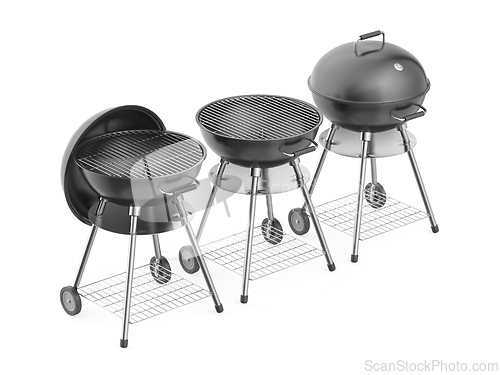 Image of Three kettle charcoal grills