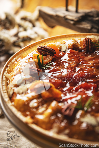 Image of Homemade apricot and pecan pie
