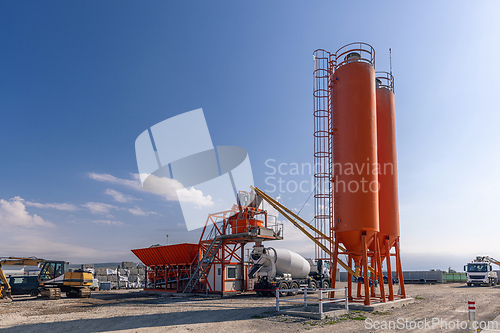 Image of Concrete batching plant with a mixing tower