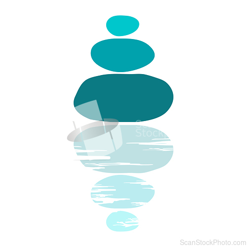 Image of Zen pyramid of stones with reflection