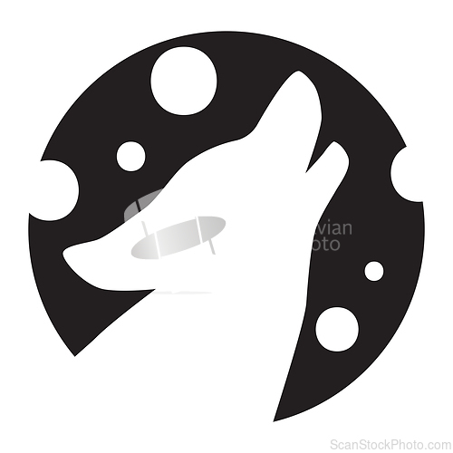 Image of Silhouette portrait of a howling dog in profile