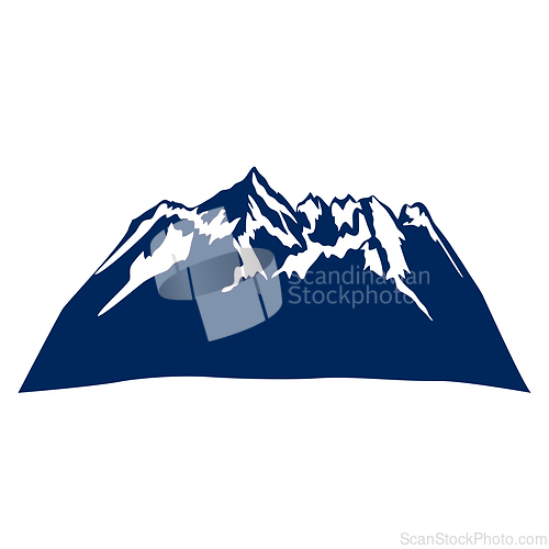 Image of Mountain range with snow-capped peaks on white