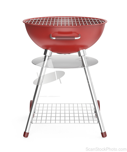 Image of Red round barbecue grill