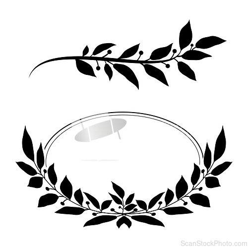 Image of Tree branch and leaf frame on white