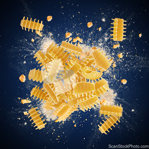 Image of Radiatori pasta exploding