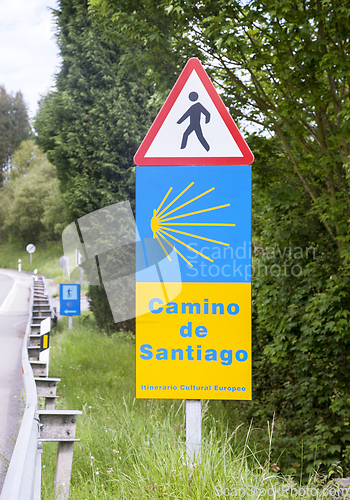 Image of Road sign of Camino de Santiago